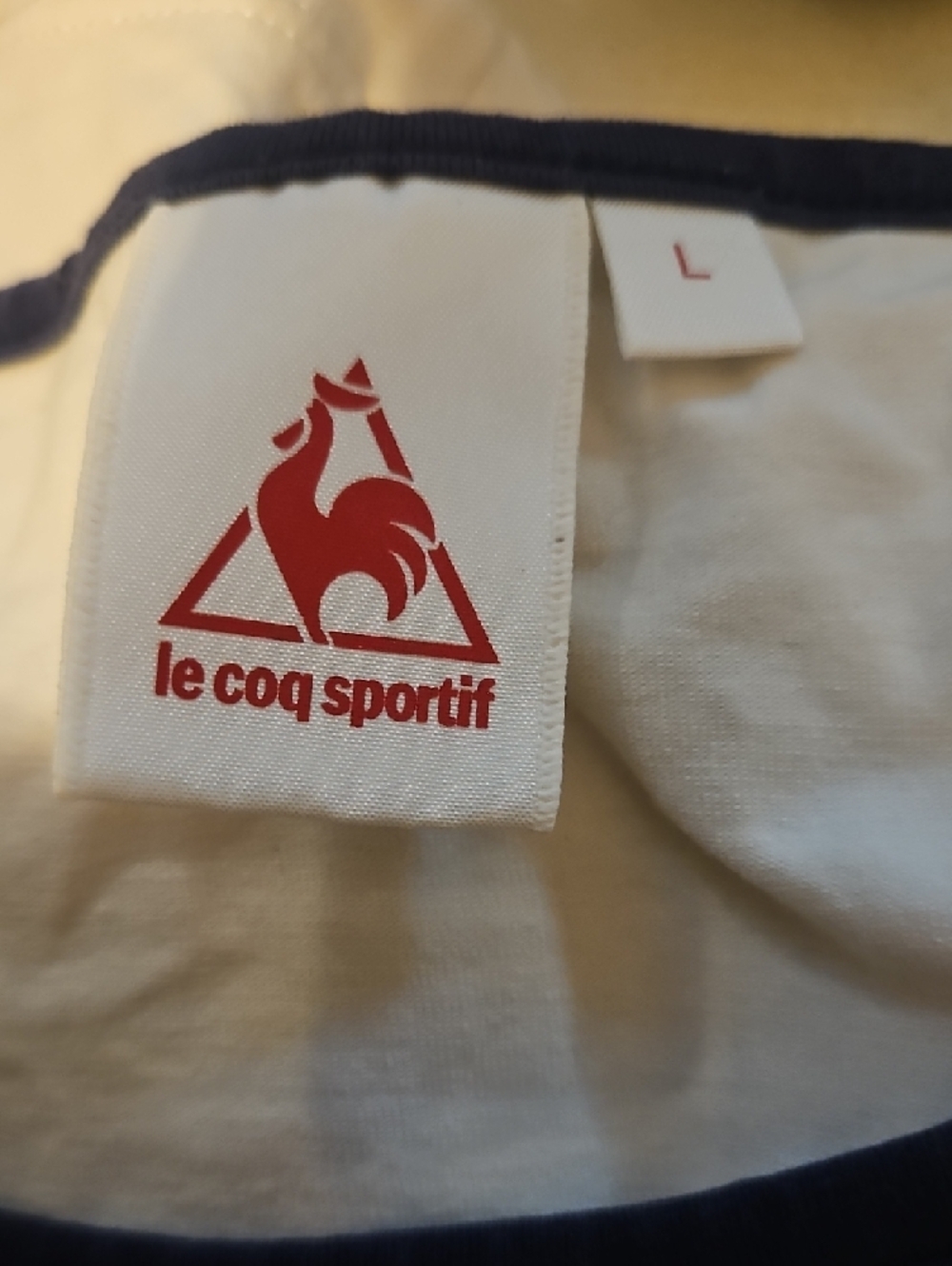 Le Coq Sportif White Tee with Navy Trim and Red Logo - Picture 4 of 4